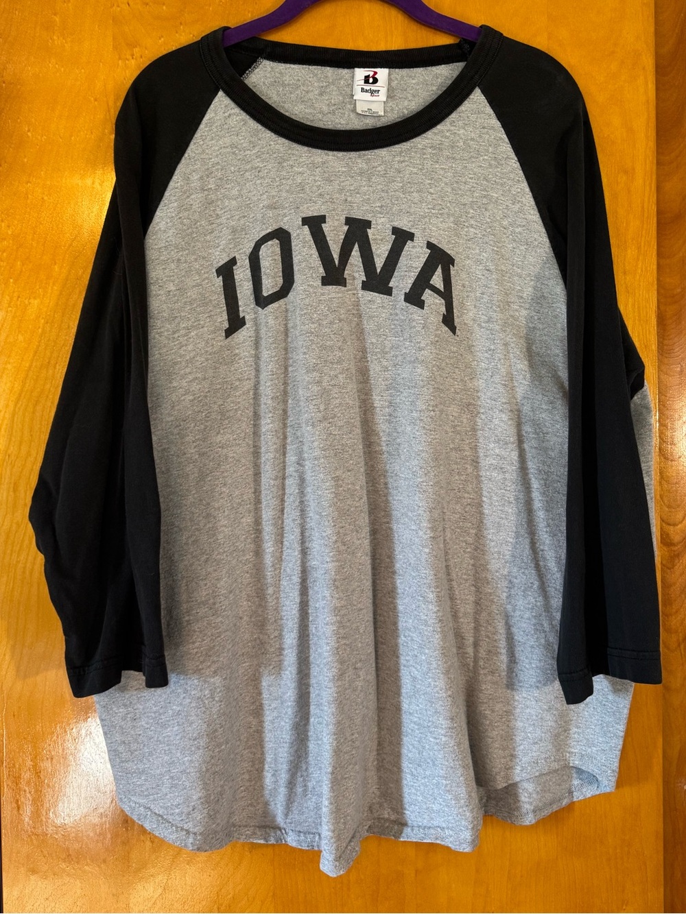 Badger Athletics Iowa Grey & Black Raglan Shirt